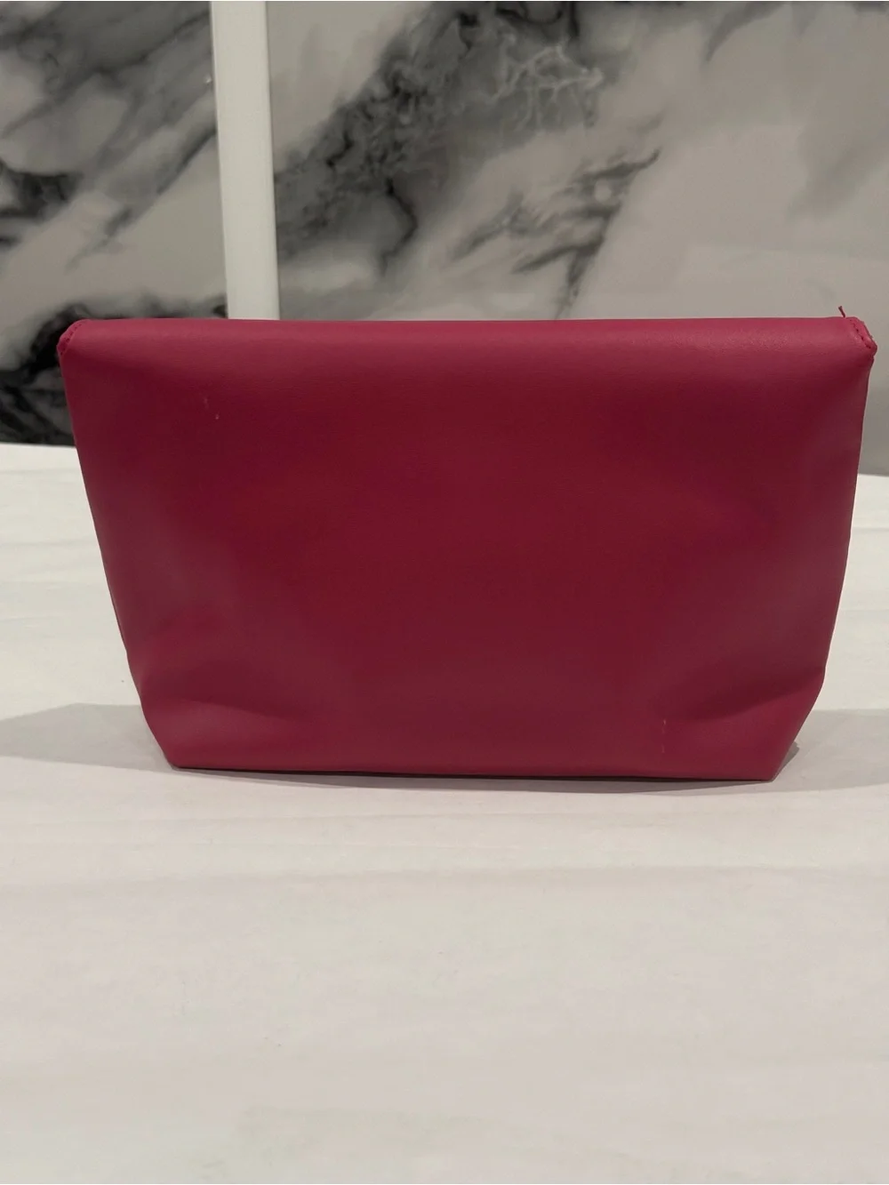 Salvatore Ferragamo Fuchsia. Faux Leather Cosmetic Case with Gold Plaque